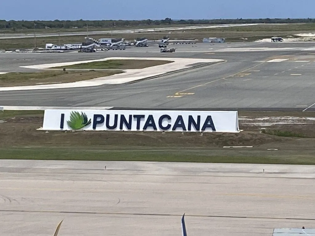 The “I love Punta Cana” sign seen from the plane