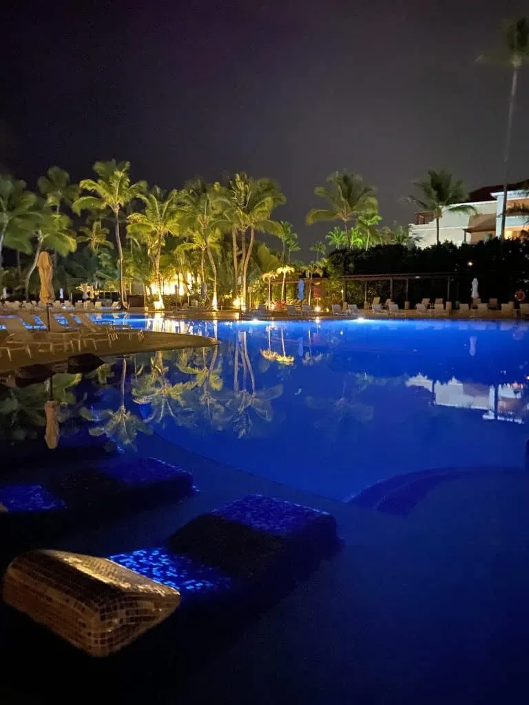 Palm-lined pool walkway